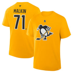 Evgeni Malkin Pittsburgh Penguins Fanatics Authentic Stack Name & Number T-Shirt - Gold T-shirts