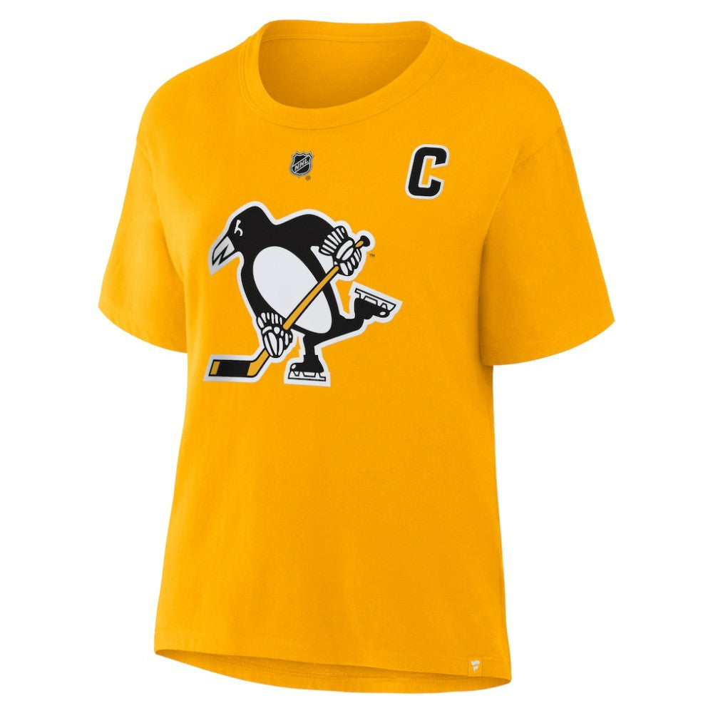 Sidney Crosby Pittsburgh Penguins Fanatics Women's Authentic Stack Name & Number T-Shirt - Gold T-shirts