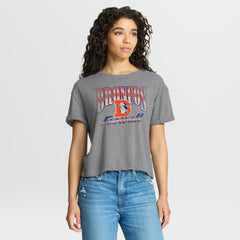 Denver Broncos Women's Overplayed Tribute Tri-Blend Boxy T-Shirt - Heather Gray cheap