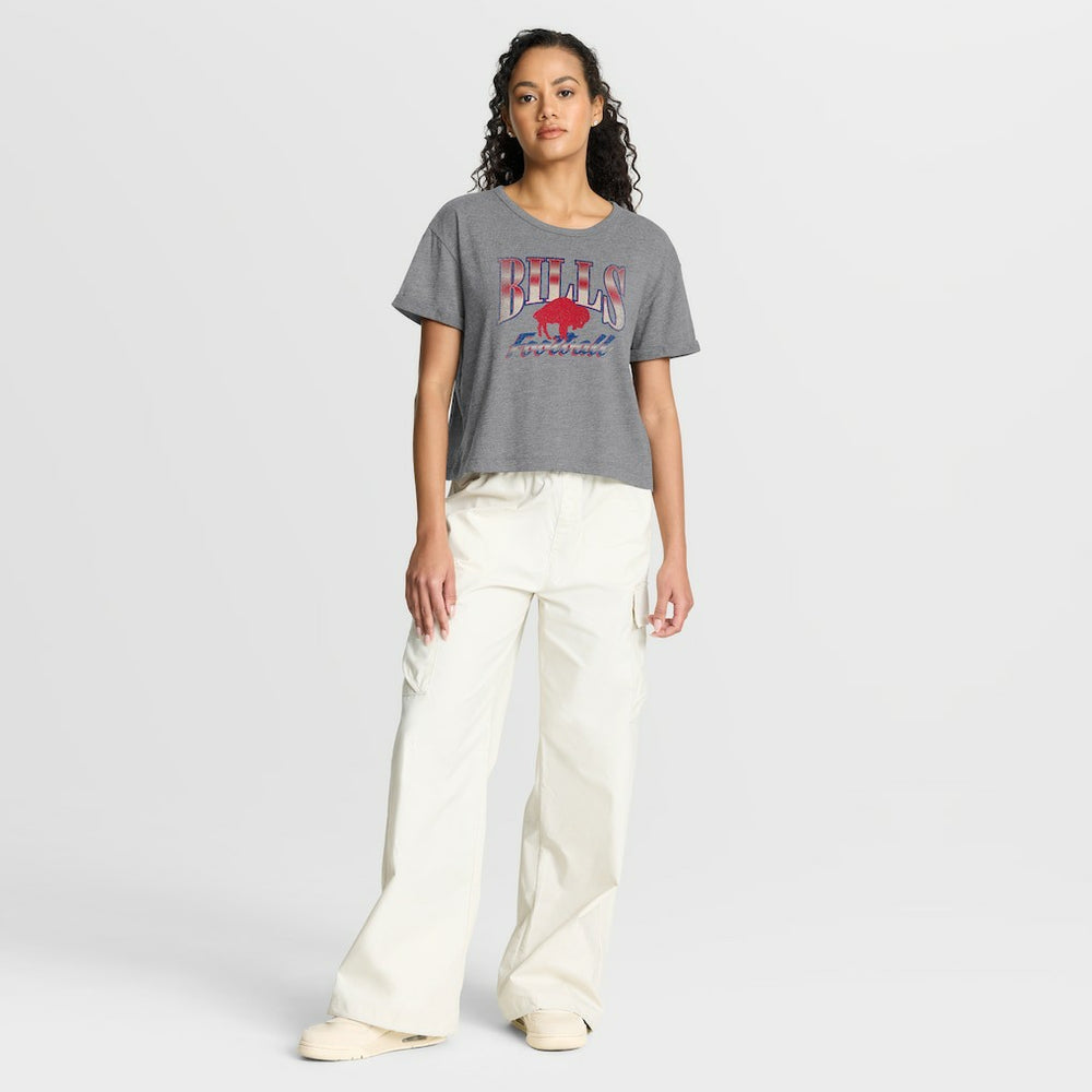 Buffalo Bills Women's Overplayed Tribute Tri-Blend Boxy T-Shirt - Heather Gray outlet