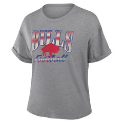 Buffalo Bills Women's Overplayed Tribute Tri-Blend Boxy T-Shirt - Heather Gray outlet