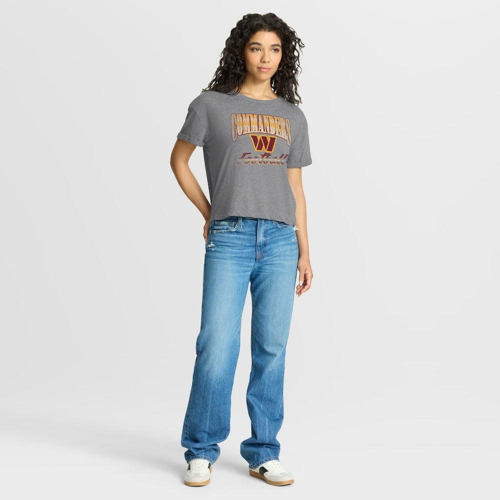Washington Commanders Women's Overplayed Tribute Tri-Blend Boxy T-Shirt - Heather Gray discount