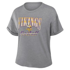 Minnesota Vikings Women's Overplayed Tribute Tri-Blend Boxy T-Shirt - Heather Gray on sale
