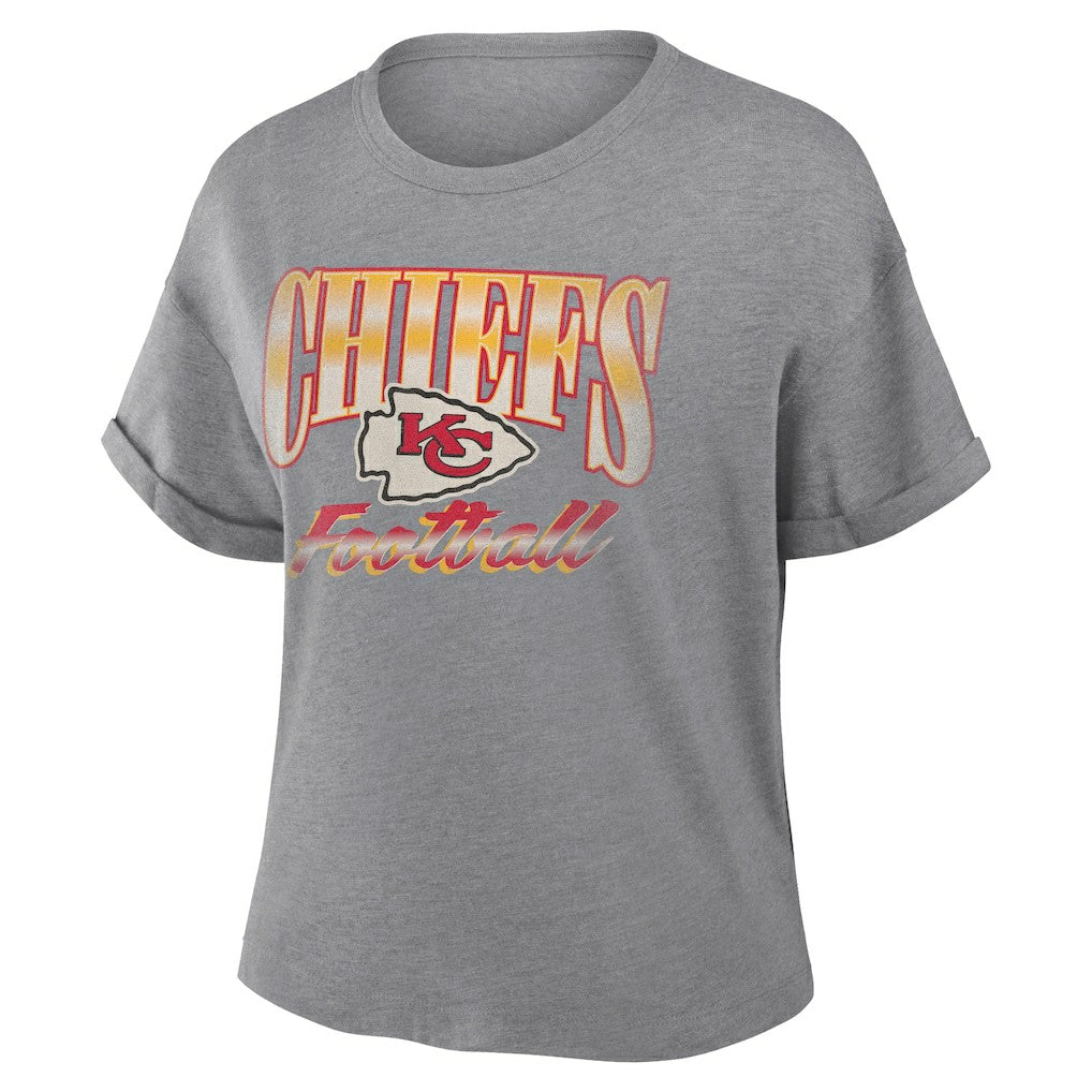 Kansas City Chiefs Women's Overplayed Tribute Tri-Blend Boxy T-Shirt - Heather Gray sale