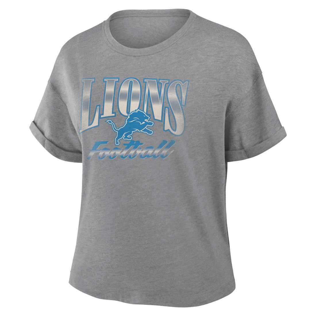 Detroit Lions Women's Overplayed Tribute Tri-Blend Boxy T-Shirt - Heather Gray online