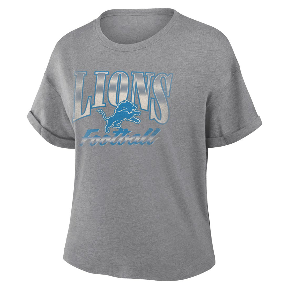 Detroit Lions Women's Overplayed Tribute Tri-Blend Boxy T-Shirt - Heather Gray online