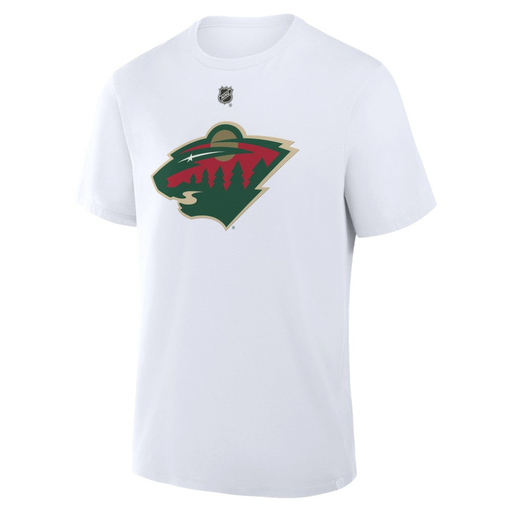 Brock Faber Minnesota Wild Fanatics Authentic Stack Name & Number T-Shirt - White T-shirts