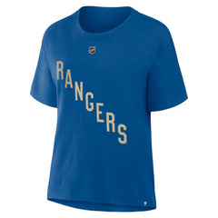 Mika Zibanejad New York Rangers Fanatics Women's Authentic Stack Name & Number T-Shirt - Blue T-shirts