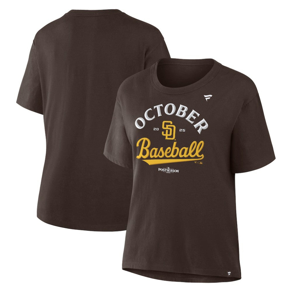 San Diego Padres  Women's 2025 MLB Postseason Locker Room T-Shirt Brown