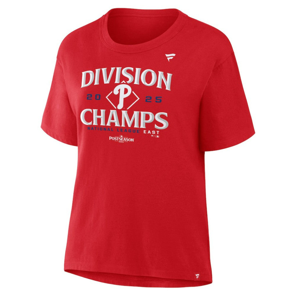 Philadelphia Phillies Women's 2025 NL East Division Champions Locker Room T-Shirt Red