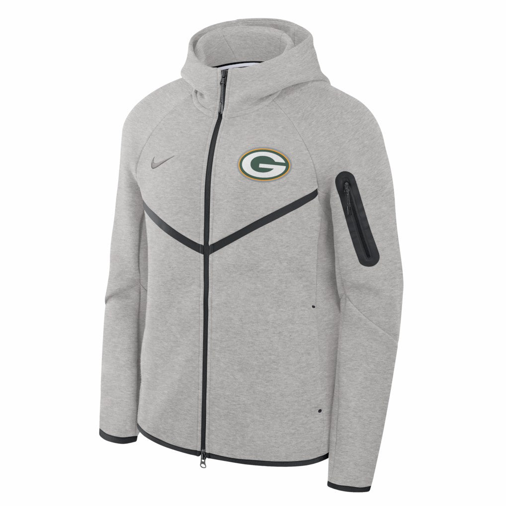 Green Bay Packers Tech Fleece Raglan Full-Zip Windrunner Hoodie - Heather Gray discount