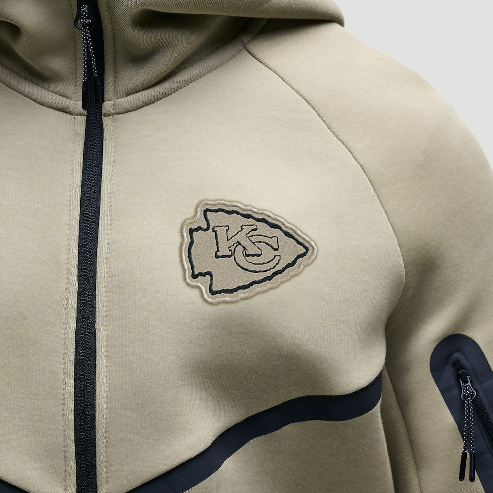 Kansas City Chiefs Tech Fleece Raglan Full-Zip Windrunner Hoodie - Olive on sale