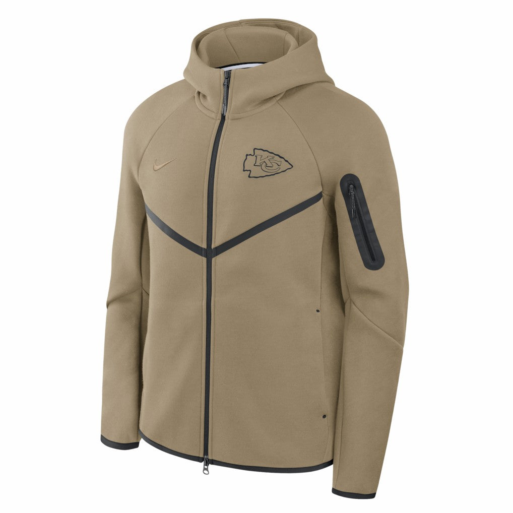 Kansas City Chiefs Tech Fleece Raglan Full-Zip Windrunner Hoodie - Olive on sale