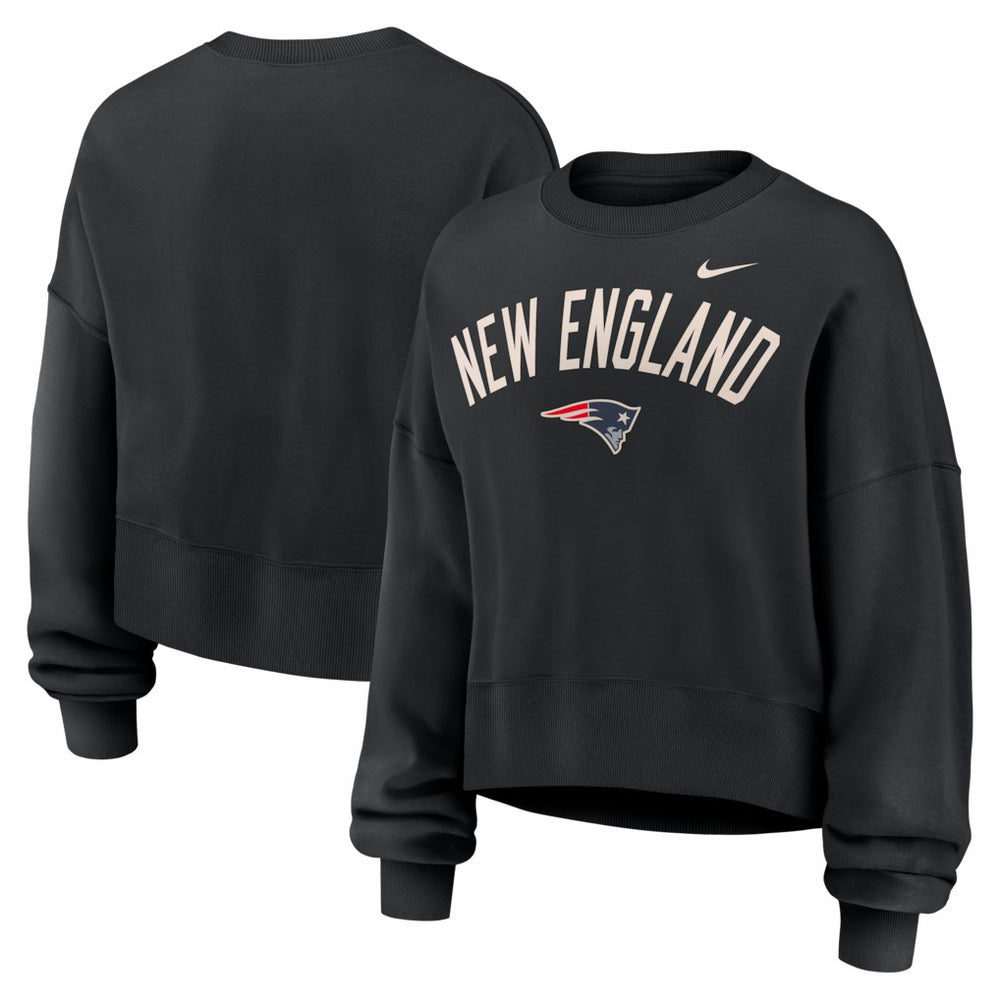 New England Patriots Women's Oversized High Hip Legacy Arch Phoenix Fleece Sweatshirt - Black for sale