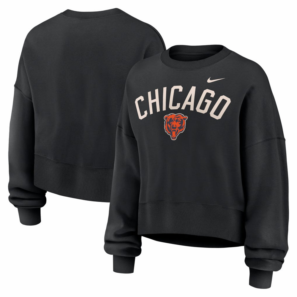 Chicago Bears Women's Oversized High Hip Legacy Arch Phoenix Fleece Sweatshirt - Black on sale