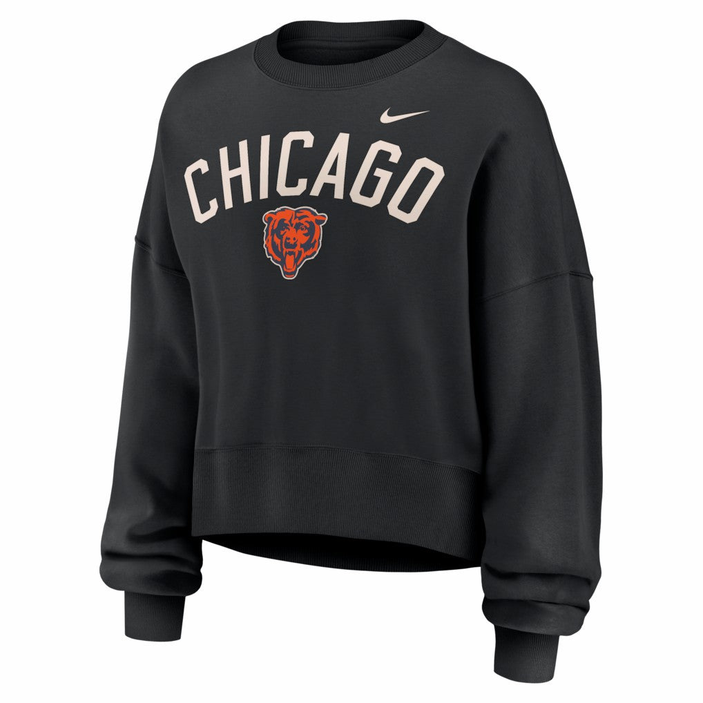 Chicago Bears Women's Oversized High Hip Legacy Arch Phoenix Fleece Sweatshirt - Black on sale