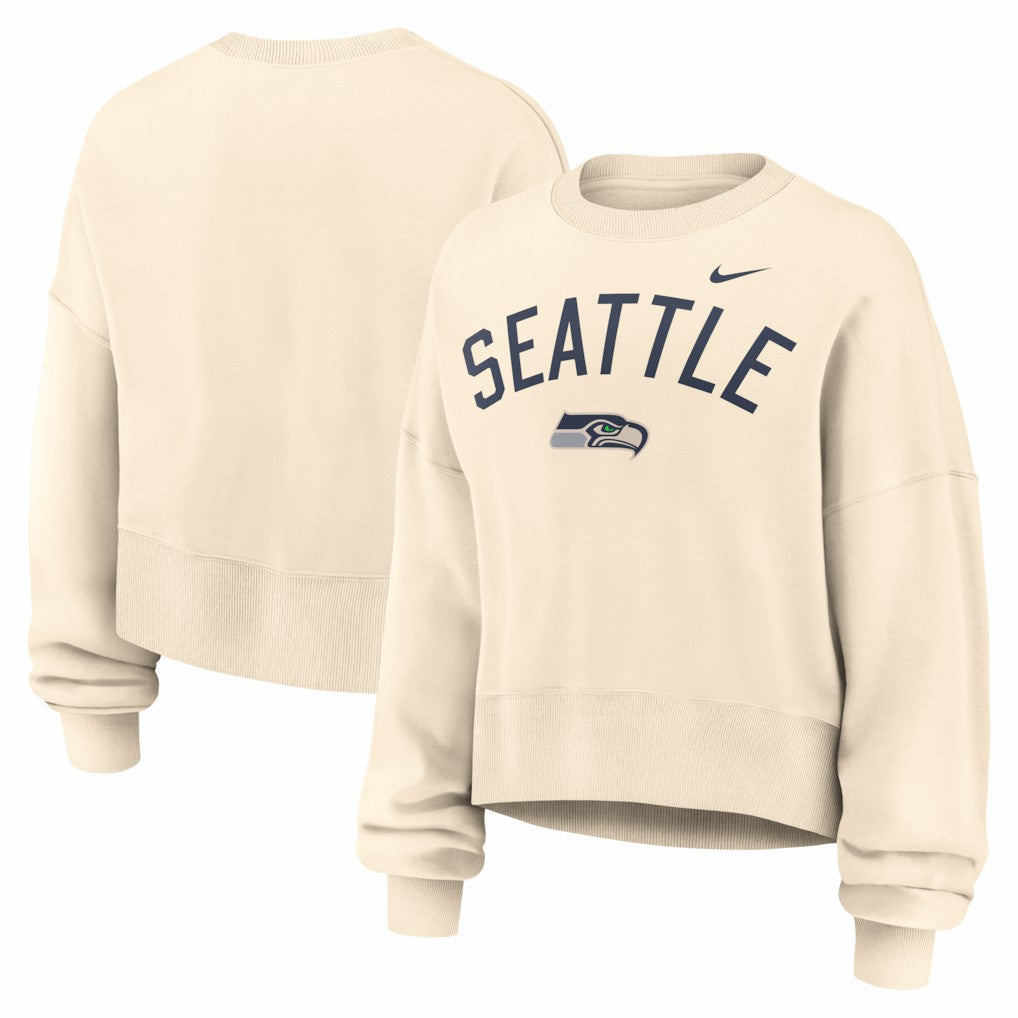 Seattle Seahawks Women's Oversized High Hip Legacy Arch Phoenix Fleece Sweatshirt - Natural on sale