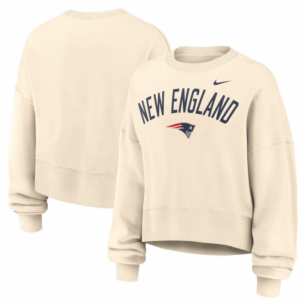 New England Patriots Women's Oversized High Hip Legacy Arch Phoenix Fleece Sweatshirt - Natural sale