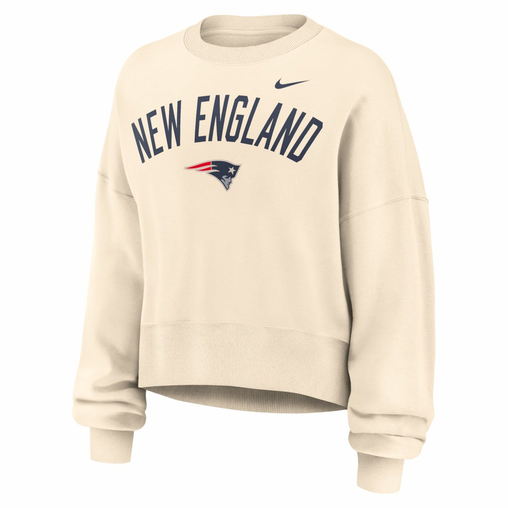 New England Patriots Women's Oversized High Hip Legacy Arch Phoenix Fleece Sweatshirt - Natural sale