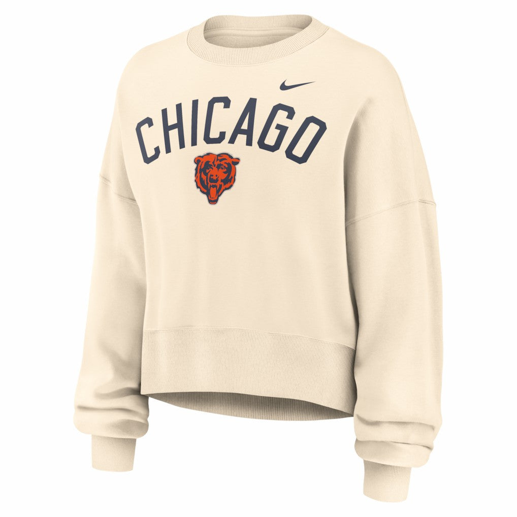 Chicago Bears Women's Oversized High Hip Legacy Arch Phoenix Fleece Sweatshirt - Natural discount