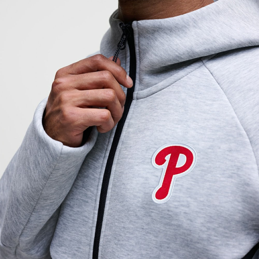 Philadelphia Phillies Tech Fleece Raglan Full-Zip Windrunner Hoodie Heather Gray