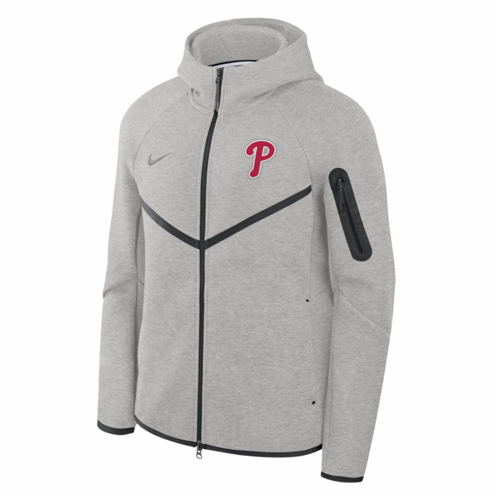 Philadelphia Phillies Tech Fleece Raglan Full-Zip Windrunner Hoodie Heather Gray