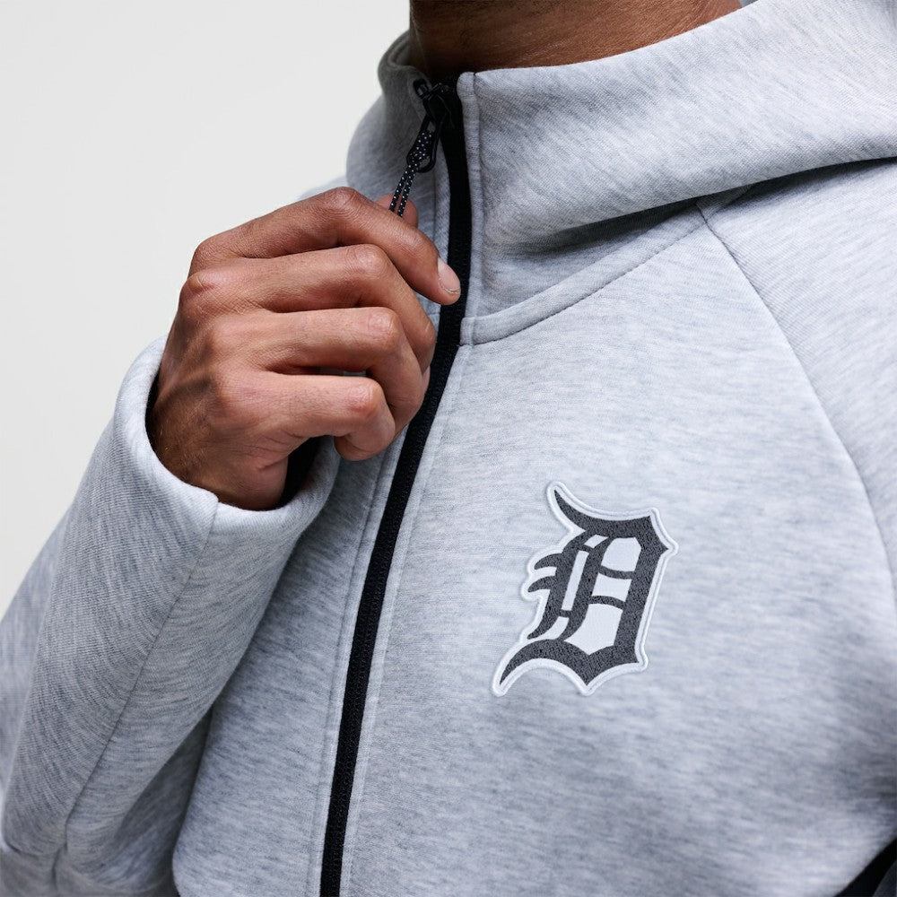 Detroit Tigers Tech Fleece Raglan Full-Zip Windrunner Hoodie Heather Gray