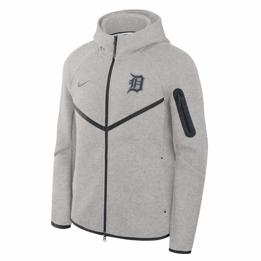 Detroit Tigers Tech Fleece Raglan Full-Zip Windrunner Hoodie Heather Gray