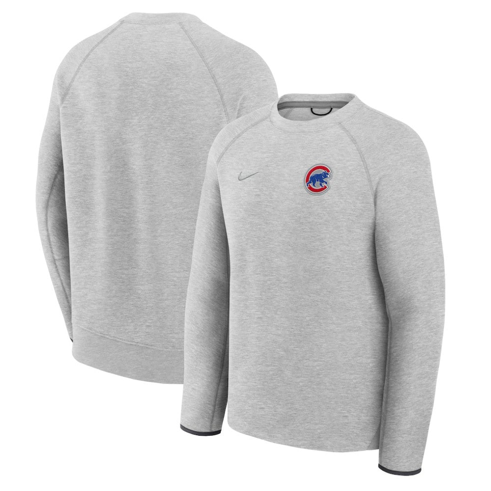 Chicago Cubs Tech Fleece Raglan Sweatshirt Heather Charcoal