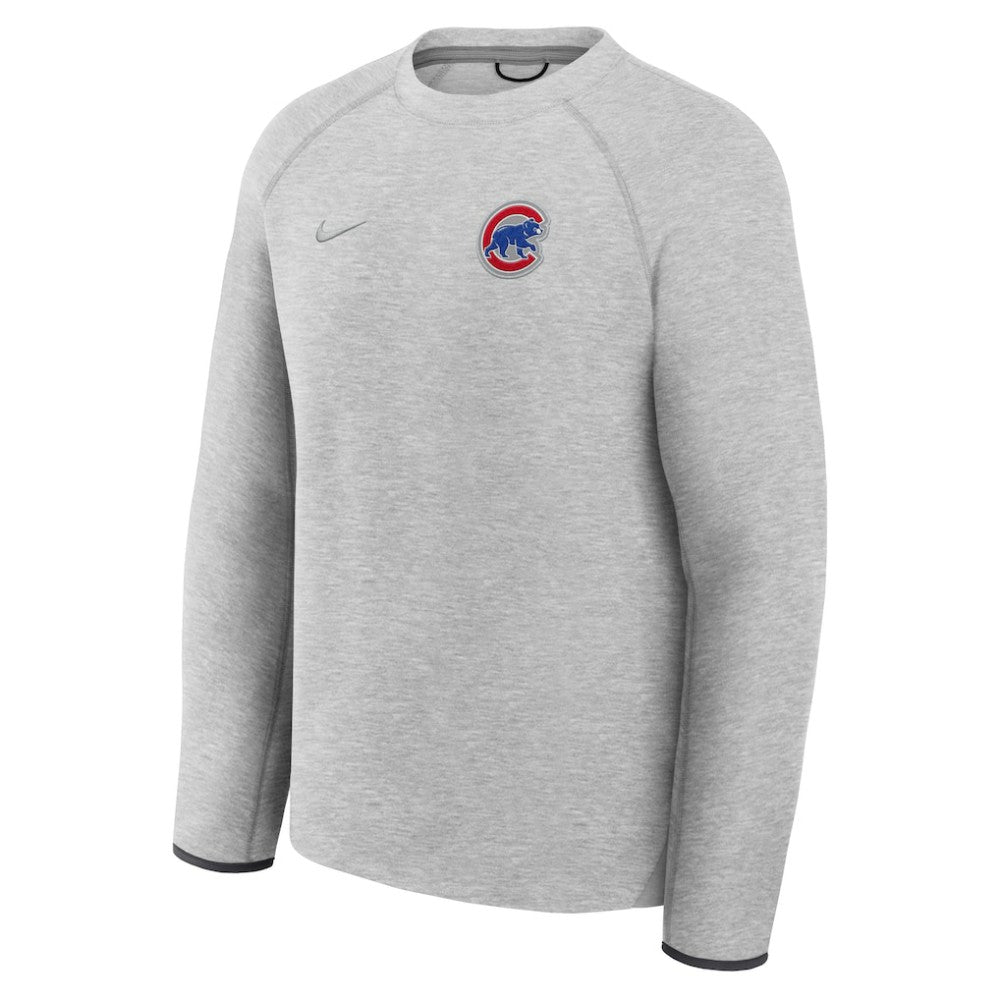 Chicago Cubs Tech Fleece Raglan Sweatshirt Heather Charcoal