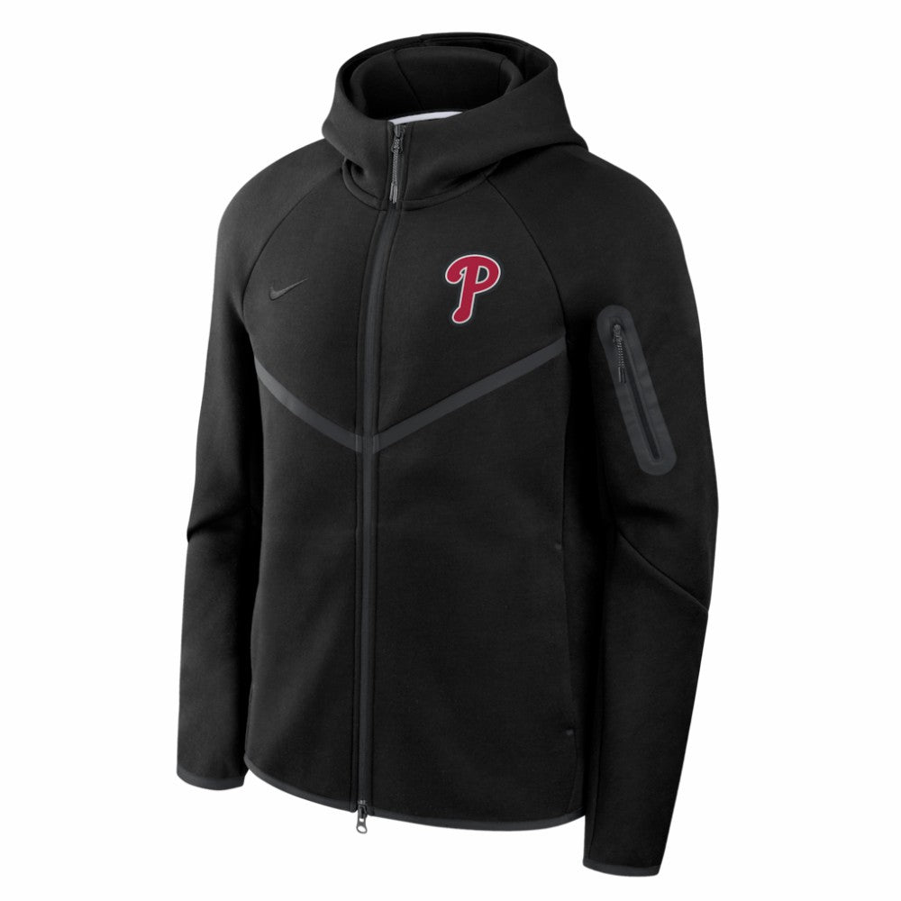 Philadelphia Phillies Tech Fleece Raglan Full-Zip Windrunner Hoodie Black