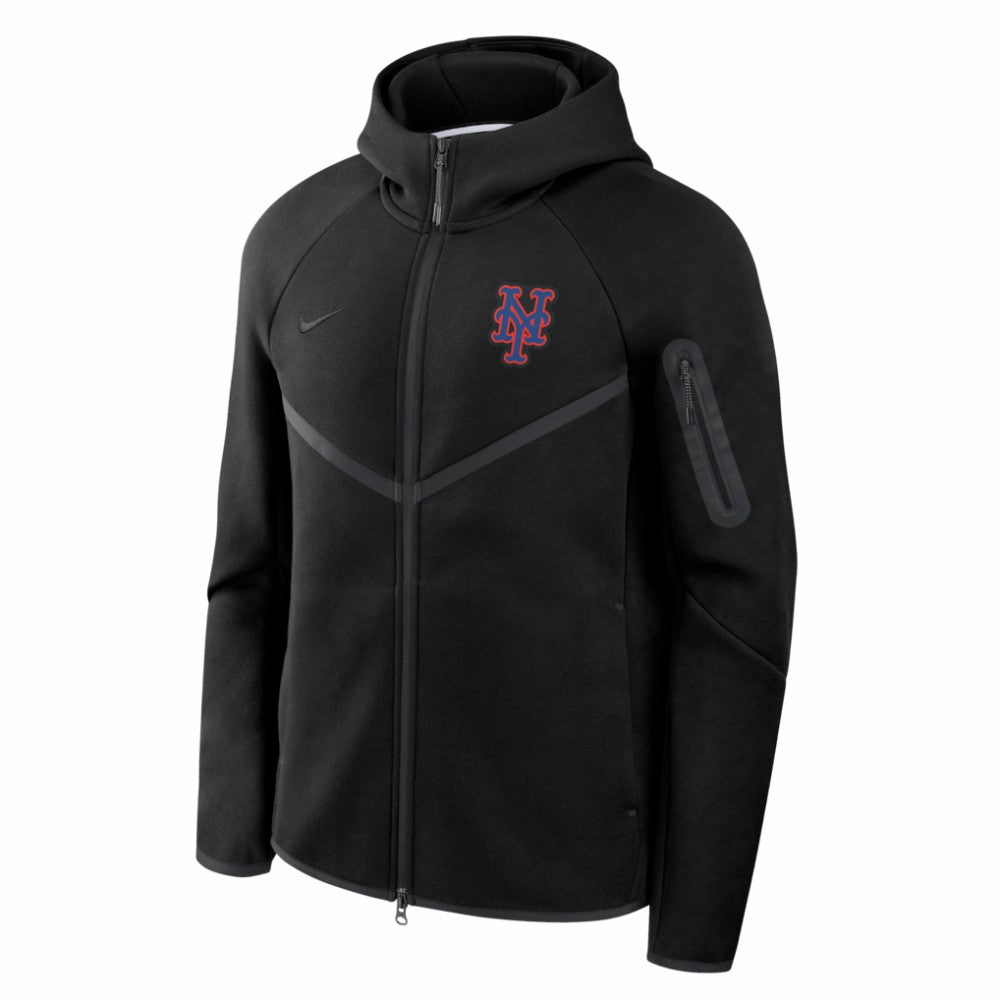 New York Mets Tech Fleece Raglan Full-Zip Windrunner Hoodie Black