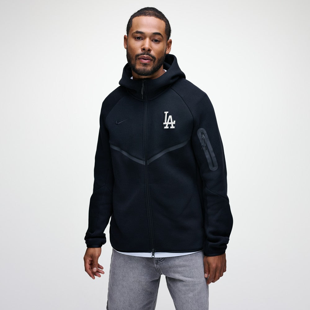 Los Angeles Dodgers Tech Fleece Raglan Full-Zip Windrunner Hoodie Black