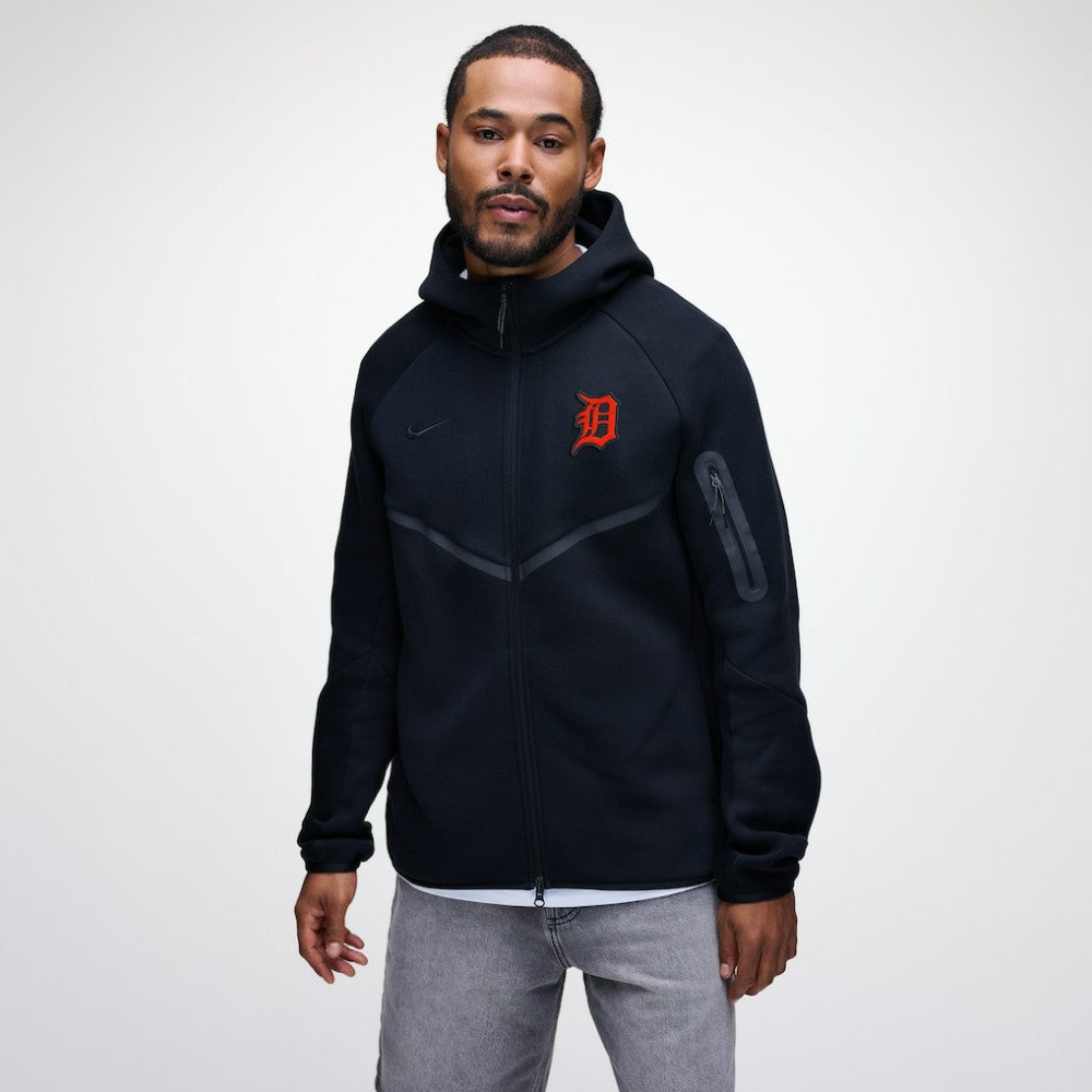 Detroit Tigers Tech Fleece Raglan Full-Zip Windrunner Hoodie Black