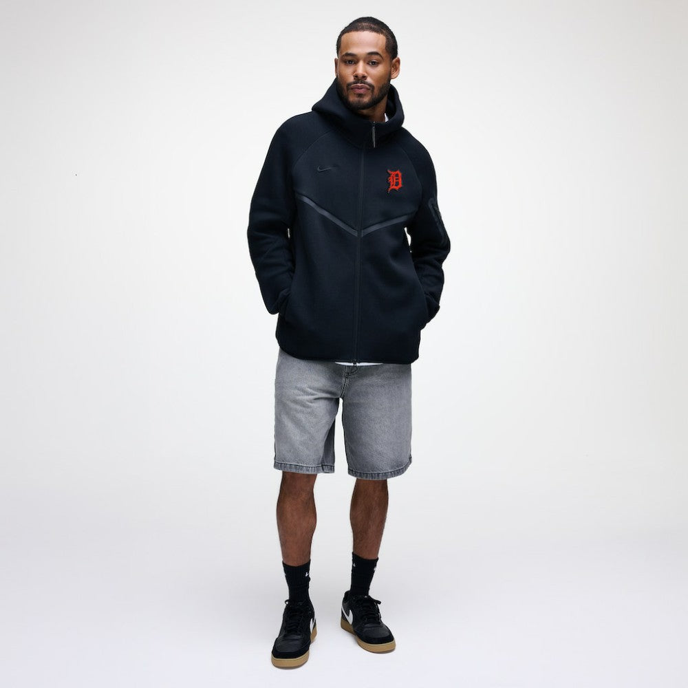 Detroit Tigers Tech Fleece Raglan Full-Zip Windrunner Hoodie Black