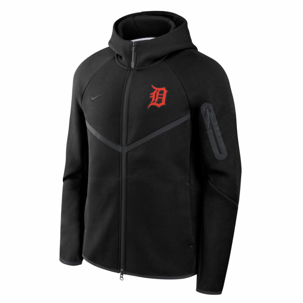 Detroit Tigers Tech Fleece Raglan Full-Zip Windrunner Hoodie Black