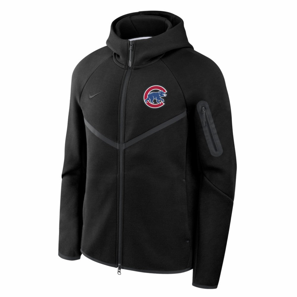 Chicago Cubs Tech Fleece Raglan Full-Zip Windrunner Hoodie Black