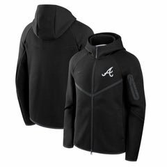 Atlanta Braves Tech Fleece Raglan Full-Zip Windrunner Hoodie Black