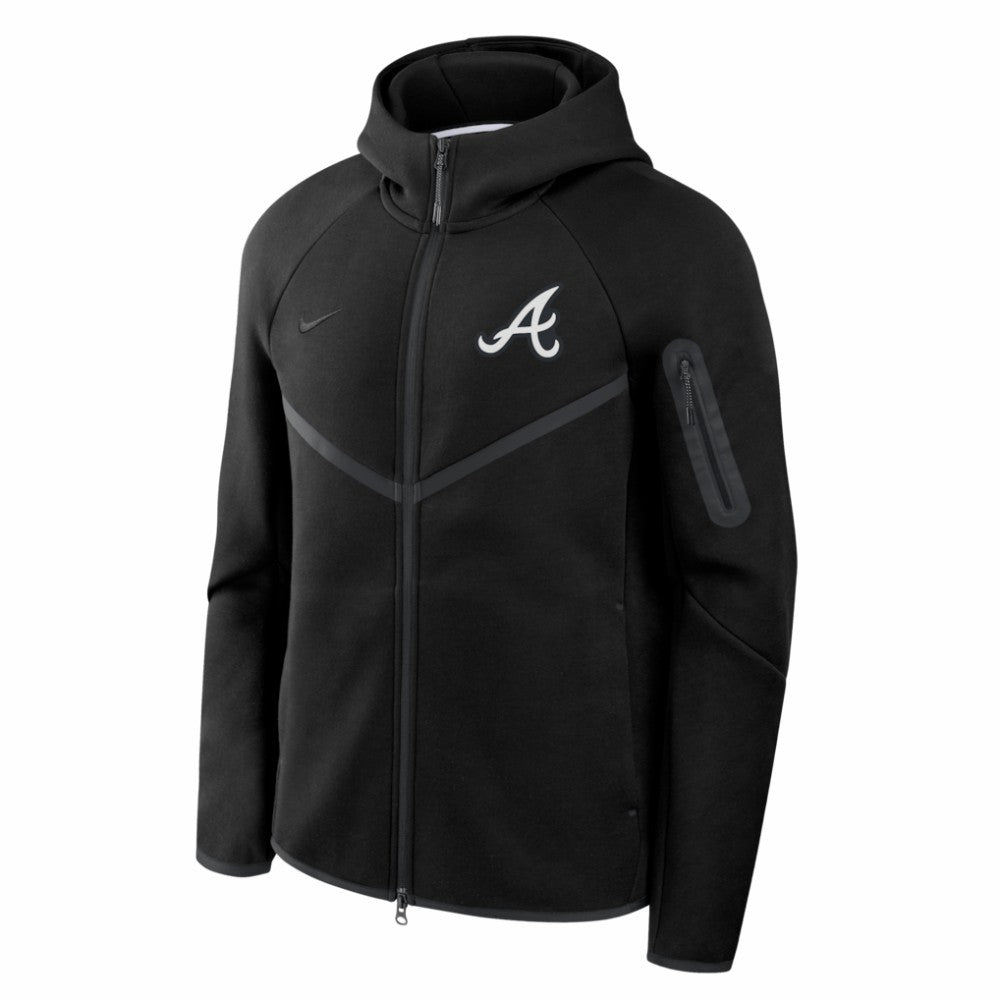 Atlanta Braves Tech Fleece Raglan Full-Zip Windrunner Hoodie Black