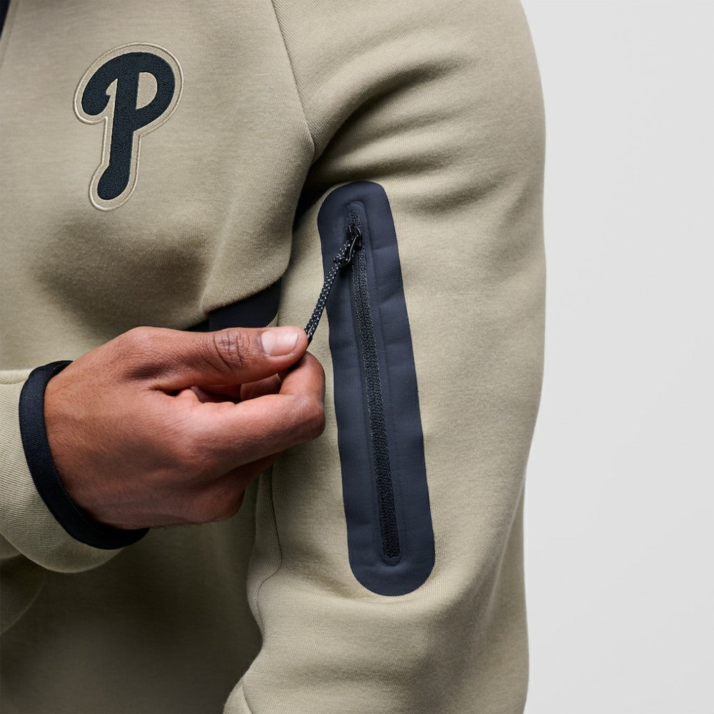 Philadelphia Phillies Tech Fleece Raglan Full-Zip Windrunner Hoodie Tan