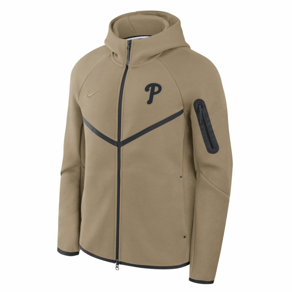 Philadelphia Phillies Tech Fleece Raglan Full-Zip Windrunner Hoodie Tan