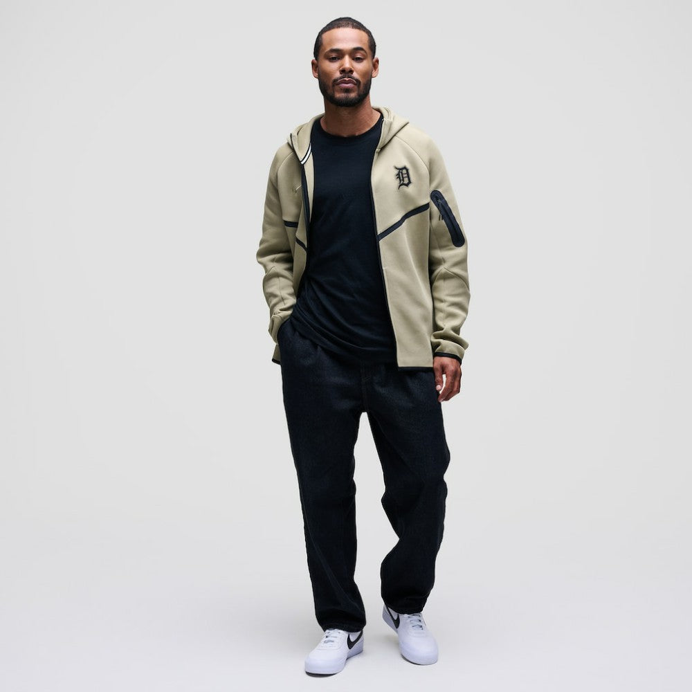 Detroit Tigers Tech Fleece Raglan Full-Zip Windrunner Hoodie Tan