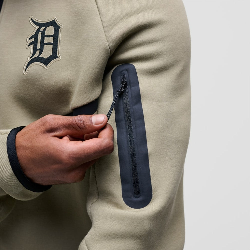 Detroit Tigers Tech Fleece Raglan Full-Zip Windrunner Hoodie Tan