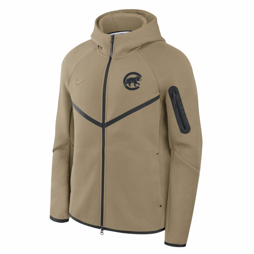 Chicago Cubs Tech Fleece Raglan Full-Zip Windrunner Hoodie Tan