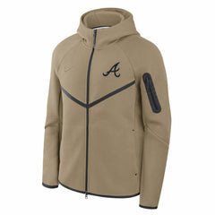 Atlanta Braves Tech Fleece Raglan Full-Zip Windrunner Hoodie Tan