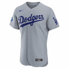 Los Angeles Dodgers Road Sponsor Patch Authentic Jersey Gray