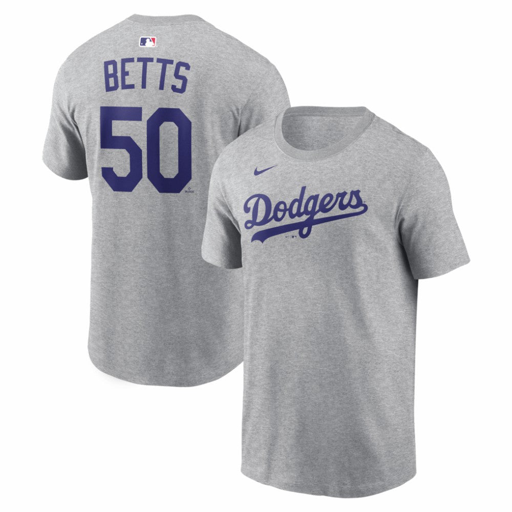 Mookie Betts Los Angeles Dodgers Name & Number T-Shirt Heather Gray