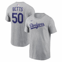 Mookie Betts Los Angeles Dodgers Name & Number T-Shirt Heather Gray