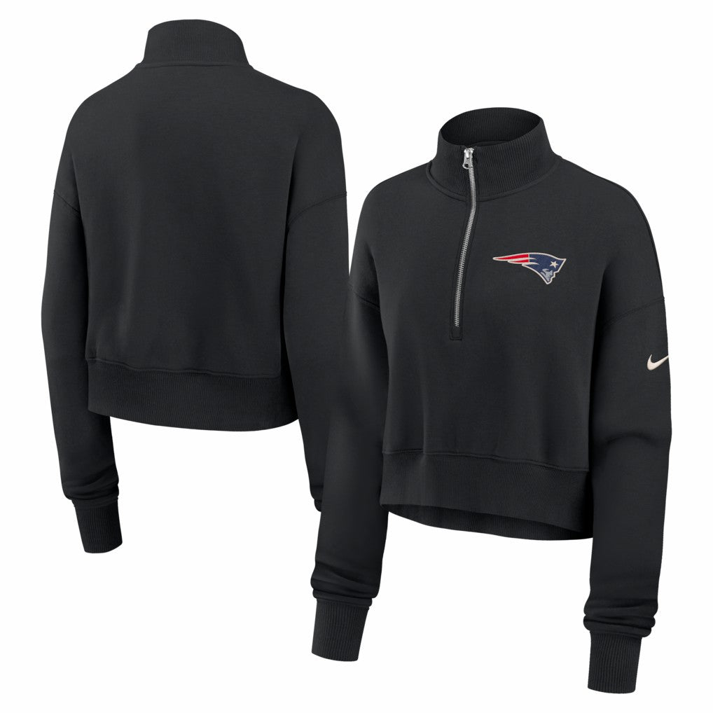 New England Patriots Women's Legacy Phoenix Fleece Cropped Half-Zip Sweatshirt - Black outlet