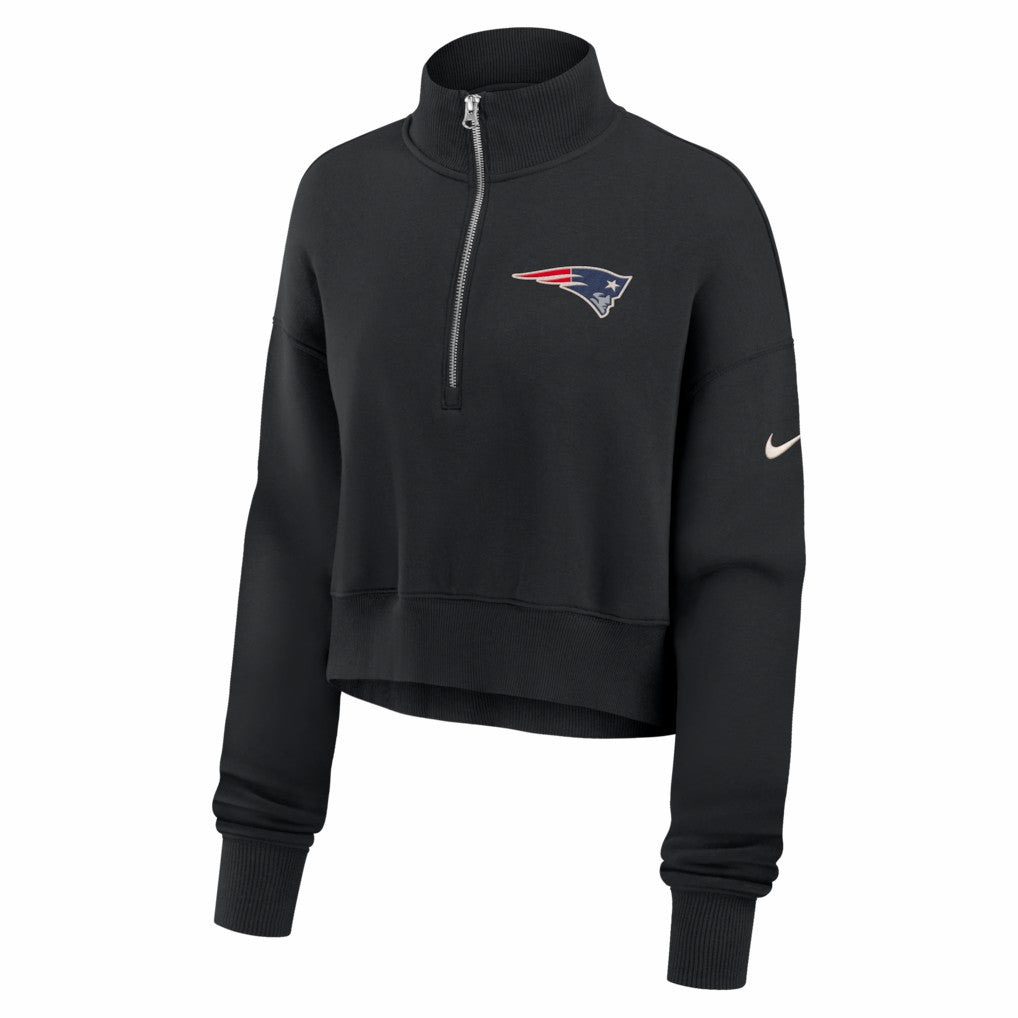 New England Patriots Women's Legacy Phoenix Fleece Cropped Half-Zip Sweatshirt - Black outlet
